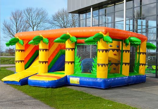 Order large inflatable open multiplay indoor jungle bounce house with slide for kids. Buy bounce houses online at JB Inflatables America 