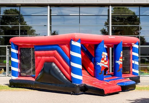 Multiplay indoor fire brigade bounce house with a slide for kids. Buy bounce houses online at JB Inflatables America 