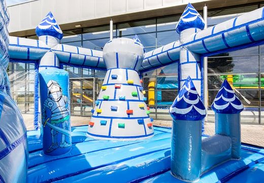 Order a bounce house in a castle theme with a slide for children. Order bounce houses online at JB Inflatables America 