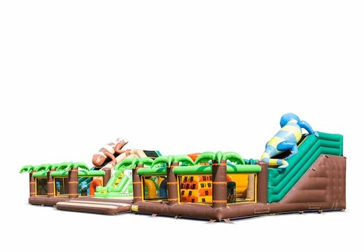 Buy large inflatable open play park bounce house with slide and games in the theme jungle world 20 meters for children. Order bounce houses online at JB Inflatables America