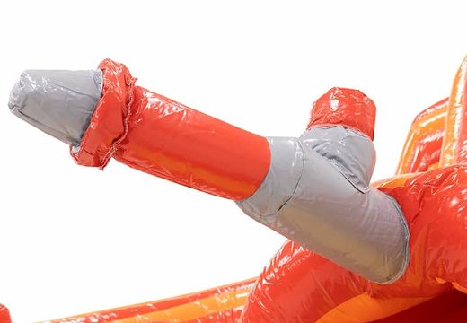 Crawl tunnel fire brigade bounce house with obstacles, a climbing ramp and sliding ramp for kids. Buy bounce houses online at JB Inflatables America 
