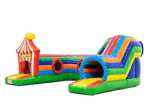 Buy inflatable indoor play fun bounce house crawl tunnel in circus theme for children. Order bounce houses online at JB Inflatables America 