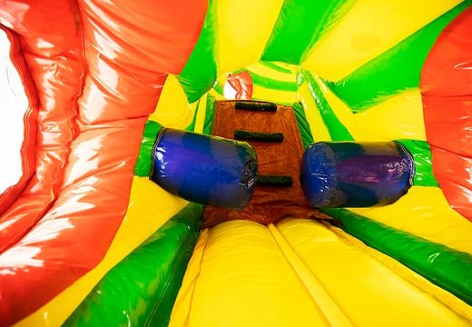 Crawl tunnel Gorilla bounce house with obstacles, a climbing slope and sliding slope for kids. Buy bounce houses online at JB Inflatables America 