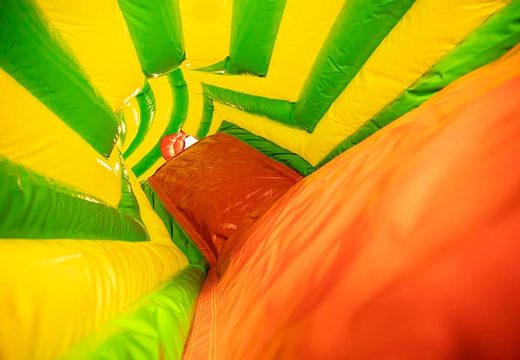Order a gorilla crawl tunnel bouncy castle with obstacles, a climbing ramp and slide for children. Buy bouncy castles online at JB Inflatables America 