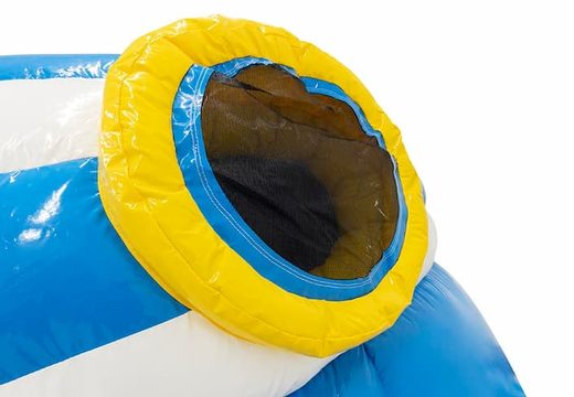 Order a shark-themed crawl tunnel bounce house for children. Buy bounce houses online at JB Inflatables America 