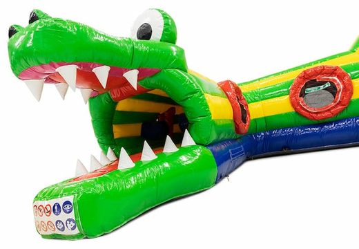 Buy Playfun crawl tunnel bounce house in crocodile theme for children. Order bounce houses online at JB Inflatables America 