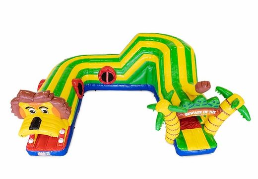 Buy Playfun crawl tunnel bounce house in lion theme for children. Order bounce houses online at JB Inflatables America 