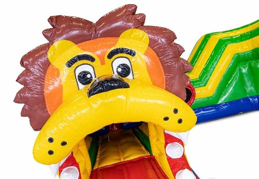 Order a crawling tunnel bounce house in lion theme for children. Buy bounce houses online at JB Inflatables America 