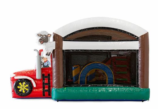 Buy indoor inflatable multiplay farm bounce house with a slide and 3D objects for kids. Order bounce houses online at JB Inflatables America 