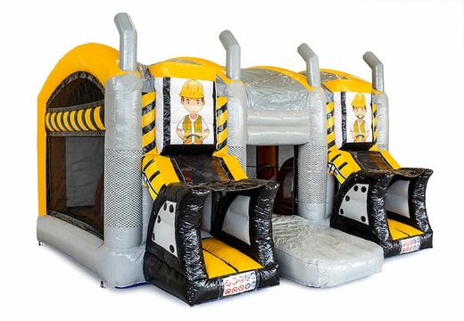 Order Multiplay XXL Heavy Duty bounce house in a unique design and a slide for children. Buy bounce houses online at JB Inflatables America 