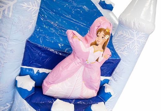 Ice themed bounce house with a slide and 3D objects for children. Order bounce houses online at JB Inflatables America 