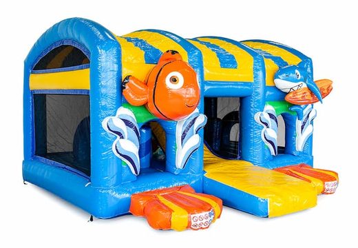 Order Multiplay XXL Seaworld bounce house in a unique design and a slide for children. Buy bounce houses online at JB Inflatables America 
