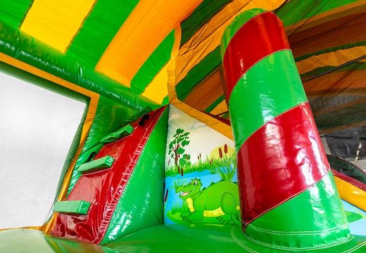 Order large inflatable indoor crocodile multiplay bouncer with slide in Lego theme for kids. Buy bouncers online at JB Inflatables America 
