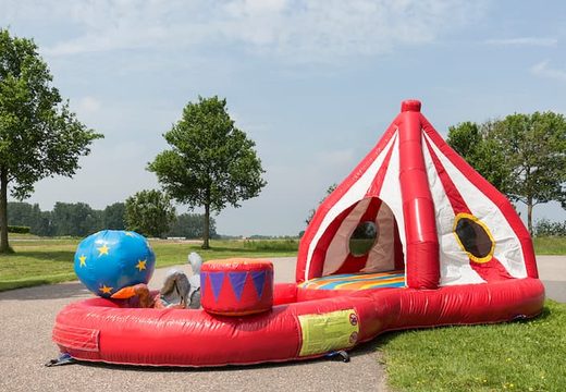Playzone Circus bounce house with plastic balls and 3D objects for children. Buy bounce houses online at JB Inflatables America 