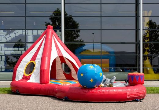 Order playzone bounce house in circus theme with plastic balls and buy 3D objects for kids. Order bounce houses online at JB Inflatables America 