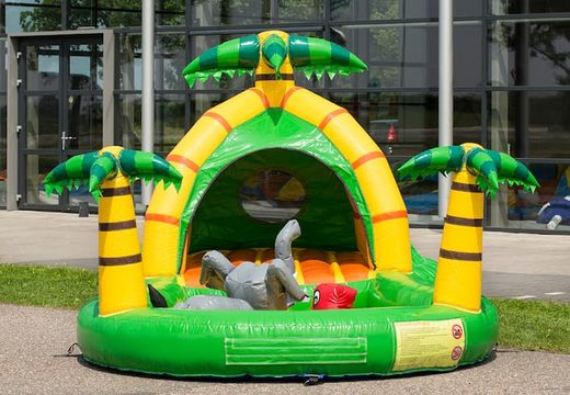 Order playzone bounce house in jungle theme with plastic balls and buy 3D objects for kids. Order bounce houses online at JB Inflatables America 