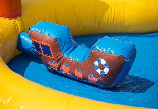 Buy a playzone pirate themed bouncer with plastic balls and 3D objects for kids. Order bouncers online at JB Inflatables America 