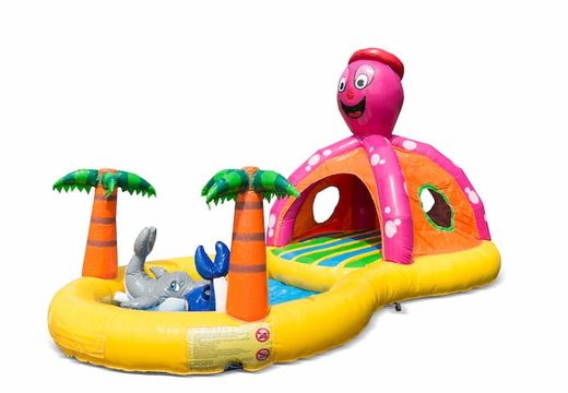 Buy inflatable half-open play fun bounce house with swimming pool in the theme playzone seaworld sea for children. Order bounce houses online at JB Inflatables America 