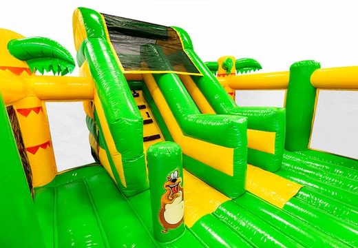 Buy covered slidebox Jungle bounce house with slide for kids. Order inflatable bounce houses online at JB Inflatables America 