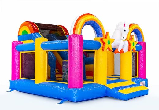 Order Slidebox Unicorn bounce house with slide for kids. Buy bounce houses online at JB Inflatables America 