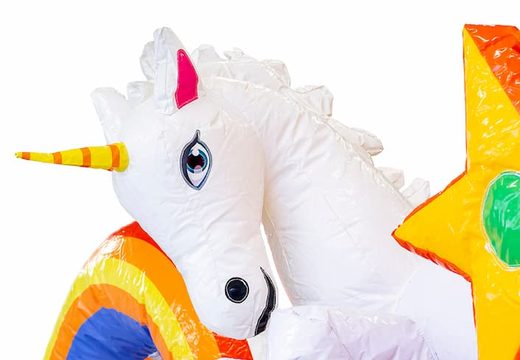 Order a slidebox unicorn themed bouncer with a slide for children. Buy inflatable bouncers online at JB Inflatables America 