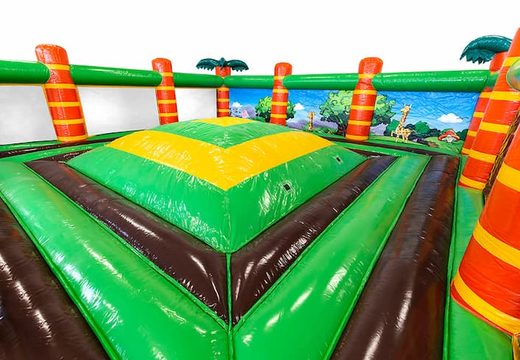 Play mountain open jungle bounce house with walls for children. Buy bounce houses online at JB Inflatables America