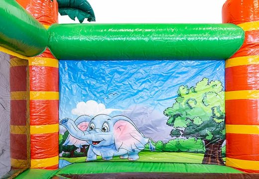 Buy a large inflatable bouncer with walls in a jungle theme for children. Order bouncers online at JB Inflatables America