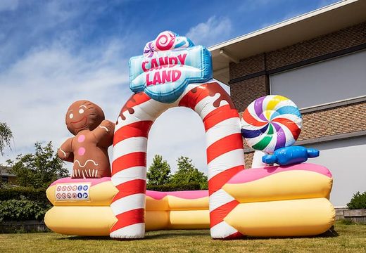 Opblaasbaar open bubble boarding park springkussen met schuim te koop in thema candyland snoep lollipop voor kinderen