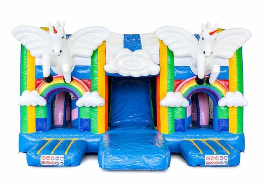 Buy Multiplay XXL Unicorn bounce house in a unique design for kids. Order bounce houses online at JB Inflatables America 
