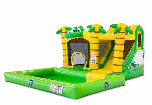 Order inflatable bounce house with connectable bath in crocodile theme for children JB Inflatables America. Buy inflatable bounce houses online at JB Inflatables America