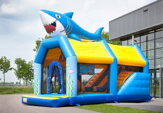 Buy shooting combo seaworld bouncer covered, with shooting game and slide for kids. Order bouncers online at JB Inflatables America