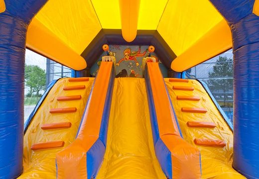 Buy shooting combo seaworld bounce house with shooting game and slide for kids. Order bounce houses online at JB Inflatables America