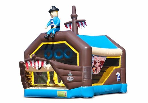 Order shooting combo small pirate bounce house with shooting game and slide for kids. Buy bounce houses online at JB Inflatables America