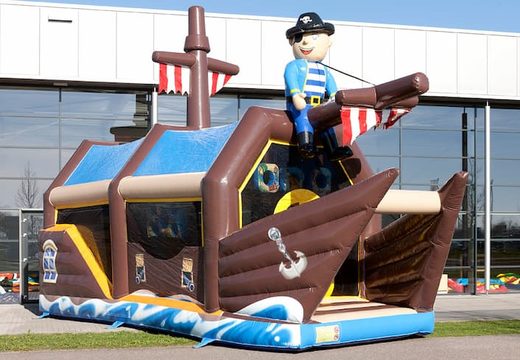 Order shooting combo pirate bounce house with shooting game and slide for kids. Buy inflatable bounce houses online at JB Inflatables America