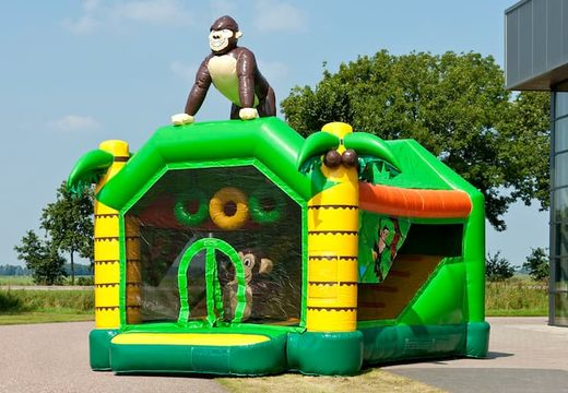 Order shooting combo small jungle bouncy castle covered, with cannon game and slide for kids. Buy inflatable bouncy castles online at JB Inflatables America