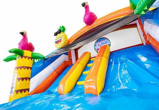 Buy inflatable multiplay bounce house in the theme flamingo with or without a bath for children at JB Inflatables America. Order bounce houses online at JB Inflatables America