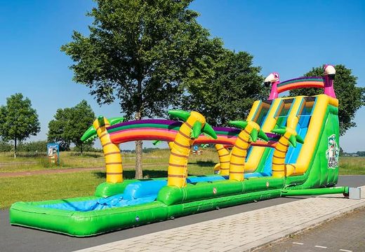 Buy Drop & Slide Jungle bounce house with double slide for kids. Order bounce houses online at JB Inflatables America