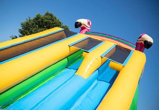 Order Drop & Slide Jungle bouncer with double slide for children. Buy inflatable bouncers online at JB Inflatables America