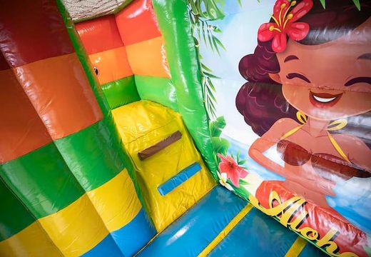 Buy Hawaii themed inflatable multiplay bounce house with or without a bath for children at JB Inflatables America. Order bounce houses online at JB Inflatables America