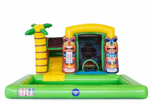 Order Hawaii themed inflatable mini splash bouncers with or without a bath for kids. Buy inflatable bouncers online at JB Inflatables America