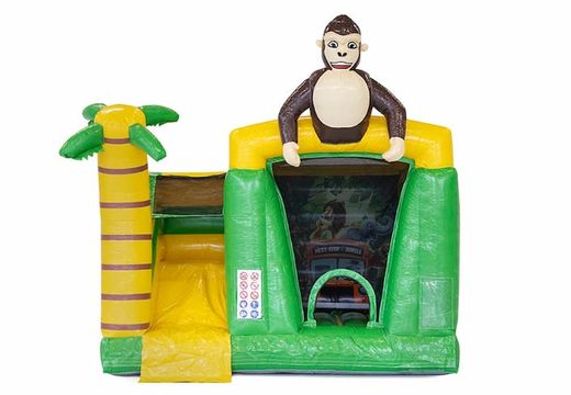 Buy an inflatable multiplay bouncer in jungle theme including a 3D object of a gorilla with or without a bath for children at JB Inflatables America. Order bouncers online at JB Inflatables America
