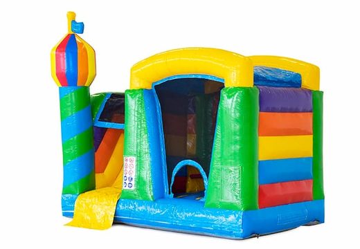Buy a small bouncy castle with roof, slide and bath in a party theme at JB Inflatables America. Order bouncy castles online at JB Inflatables America