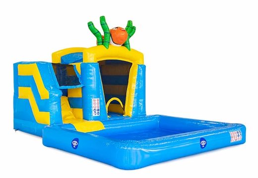 Waterslide bounce house in the theme of seaworld with connectable baths at JB Inflatables America. Buy bounce houses online at JB Inflatables America