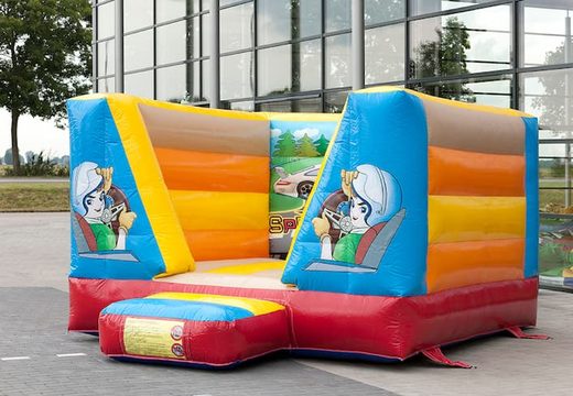 Small bounce house with car theme for kids to buy. By bounce houses now at JB Inflatables America online