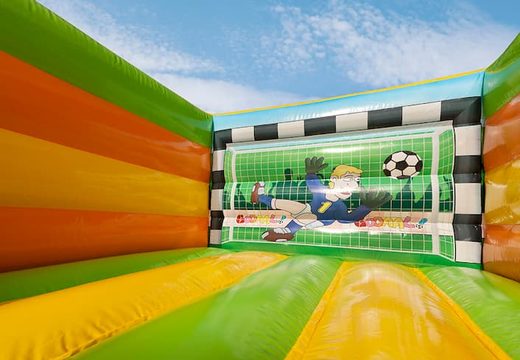 Mini bounce house with soccer theme to buy. Visit JB Inflatables America now online