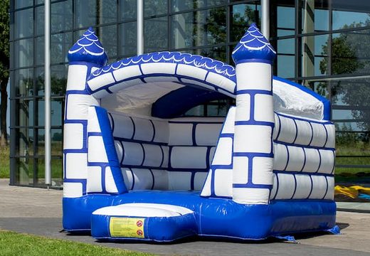 Small roofed inflatable bounce house in castle theme for kids to buy. Bounce houses available at JB Inflatables America online