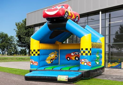 Buy standard bounce houses with a 3D object of a car on the top for children. Order bounce houses online at JB Inflatables America