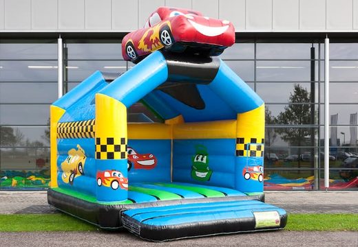 Order unique standard bouncy castles with a 3D object of a car on the top for children. Buy bouncy castles online at JB Inflatables America