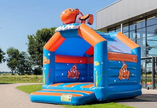 Buy unique standard party bounce houses with a 3D clownfish object on the top for children. Buy bounce houses online at JB Inflatables America