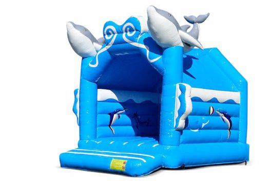 Buy standard 3D dolphin bounce houses in eye-catching colors for children. Order bounce houses online at JB Inflatables America